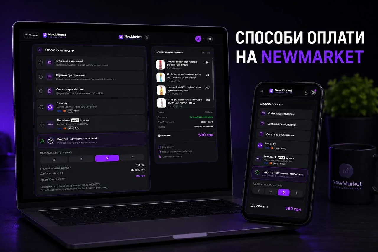 Способи оплати на NewMarket