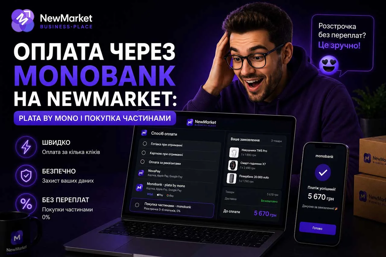 Оплата через monobank на NewMarket: plata by mono і Покупка частинами