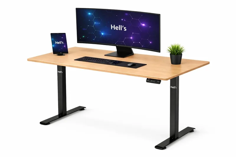 Стіл Hell's Chair Natur Wood Black електричний 140x70 см