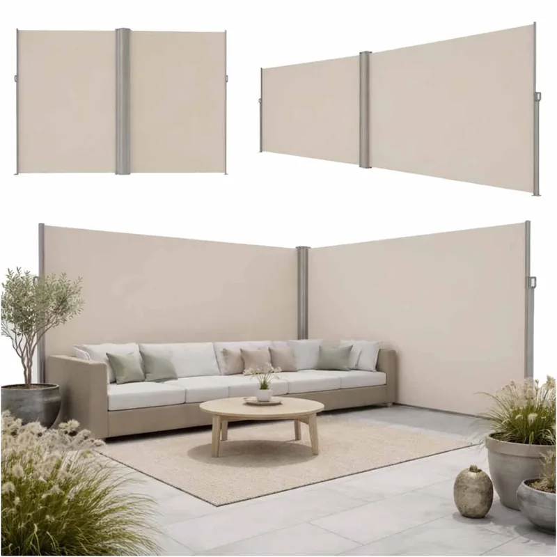 Кутовий тент LUARO 180 x 620 см бежевий, висувна ширма
