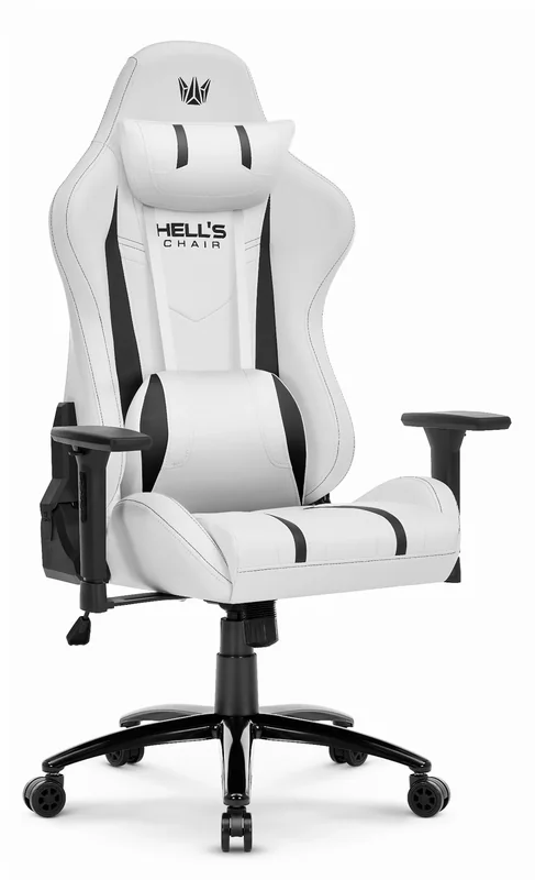 Геймерське крісло Hell's Chair HC-1013 White Black, 3D