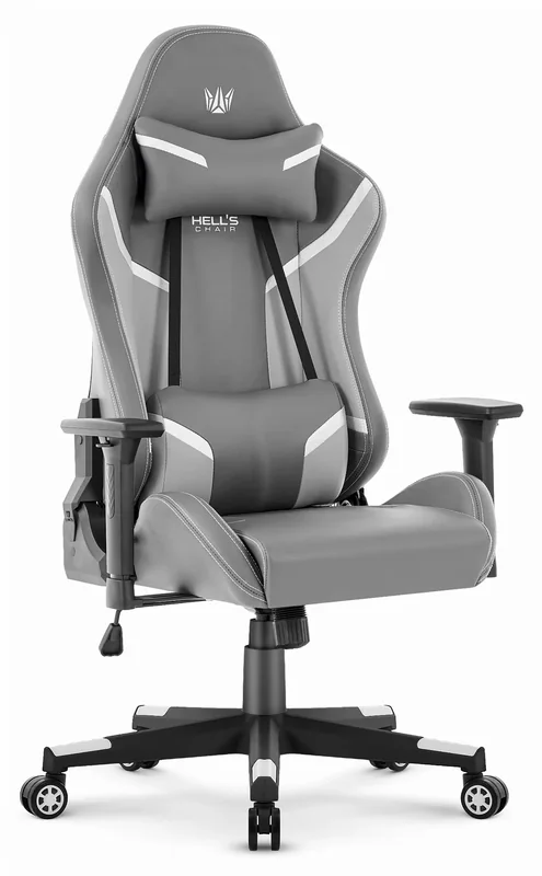Геймерське крісло Hell's Chair HC-2002 Grey White 150 кг