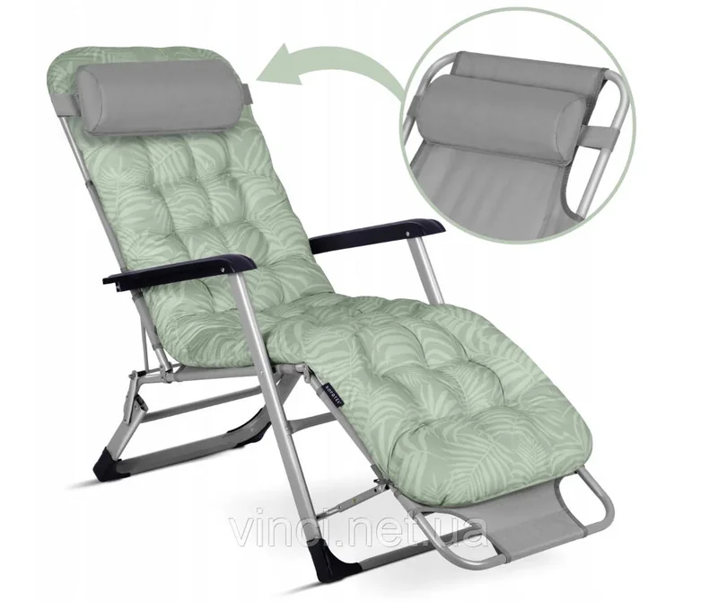 Розкладний пляжний лежак ChillWell Luxury 286403 з подушкою