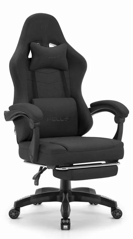 Геймерське крісло Hell's Chair HC-1015 Black, тканина, 150 кг