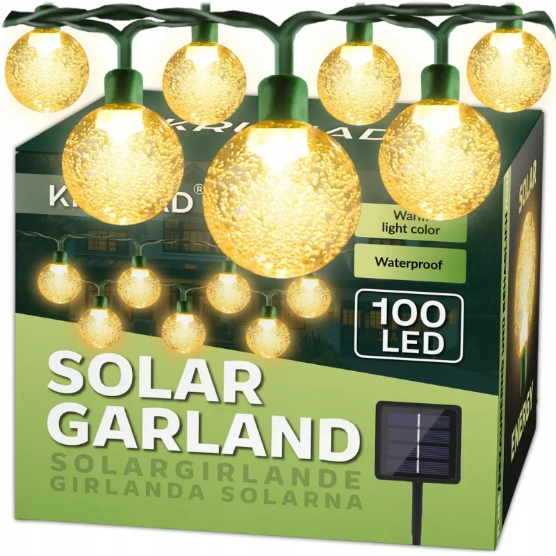 Сонячна садова гірлянда KRUMAD 14 м, 100 LED, IP65