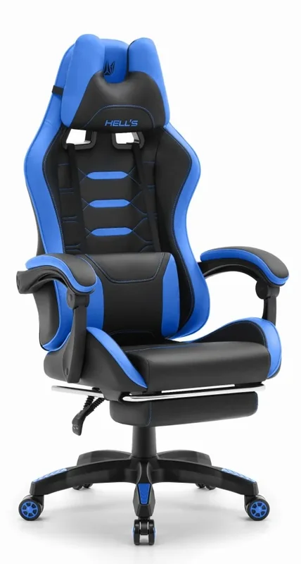 Геймерське крісло Hell's Chair HC-1039 2.0 Blue Black, екошкіра