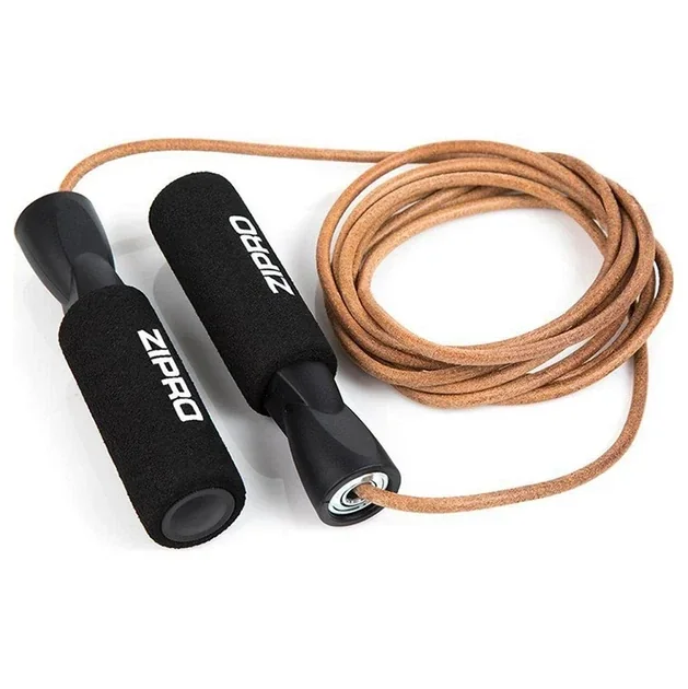 Шкіряна скакалка Zipro 275 см з підшипниками та антиковзкими ручками