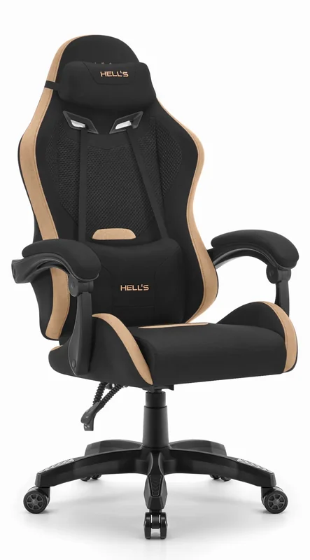 Геймерське крісло Hell's HC-1012 Black Beige з ергономічною підтримкою
