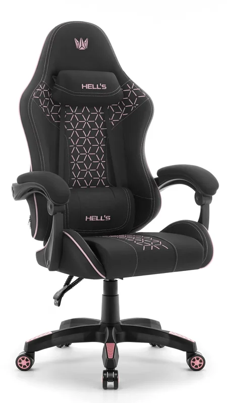 Геймерське крісло Hell's HC-1008 Black Pink 2.0 з ергономічною підтримкою