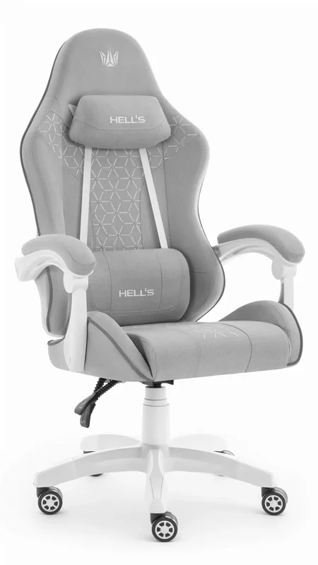 Геймерське крісло Hell's HC-1008 Grey White 2.0 з дихаючою тканиною