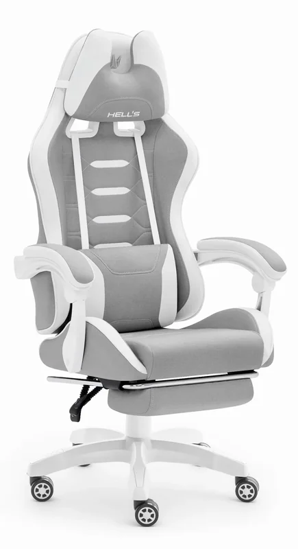 Геймерське крісло Hell's HC-1039 2.0 Grey White з ергономічним дизайном