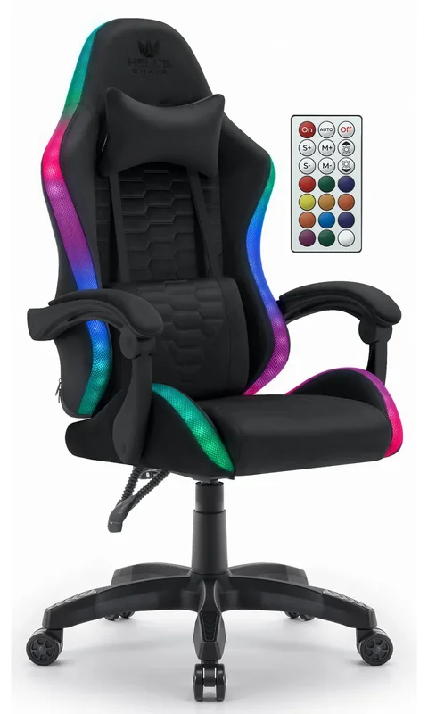 Геймерське крісло тканинне Hell's Chair HC-1000 Black LED