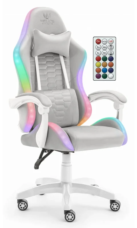 Геймерське крісло тканинне Hell's Chair HC-1000 Grey LED