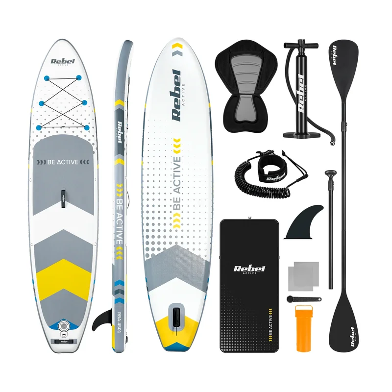 Надувна дошка Rebel SUP з сидінням для плавання, RBA-4501WH 350 см біло-сіра