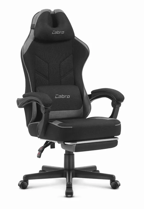 Ігрове крісло CABRO C504 Fabric чорно-сіра тканина