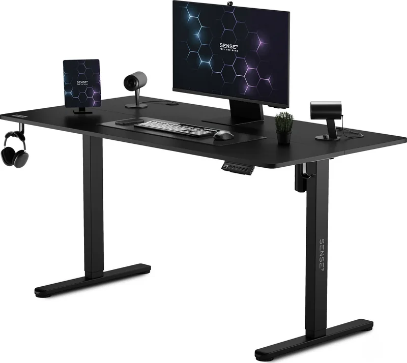 Геймерський стіл SENSE7 Nojo Black 140x70 см з кабель-менеджментом