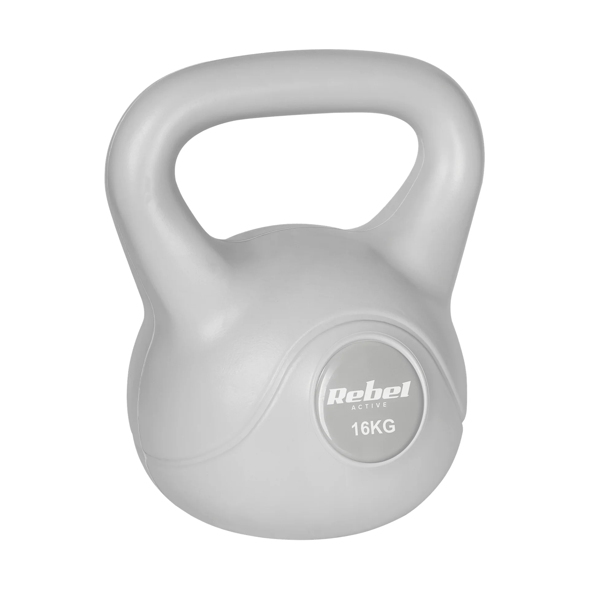 Гіря бітумінозна Rebel ACTIVE 16 кг сіра для силових тренувань