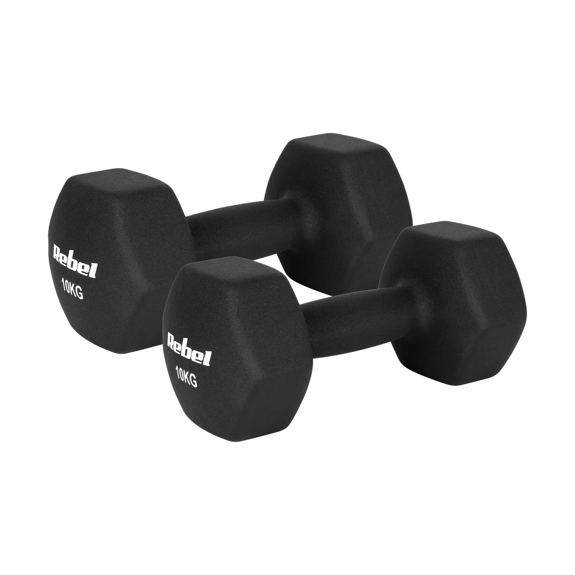 Гантелі Rebel HEX 2x10 кг з неопреновим покриттям для силових тренувань