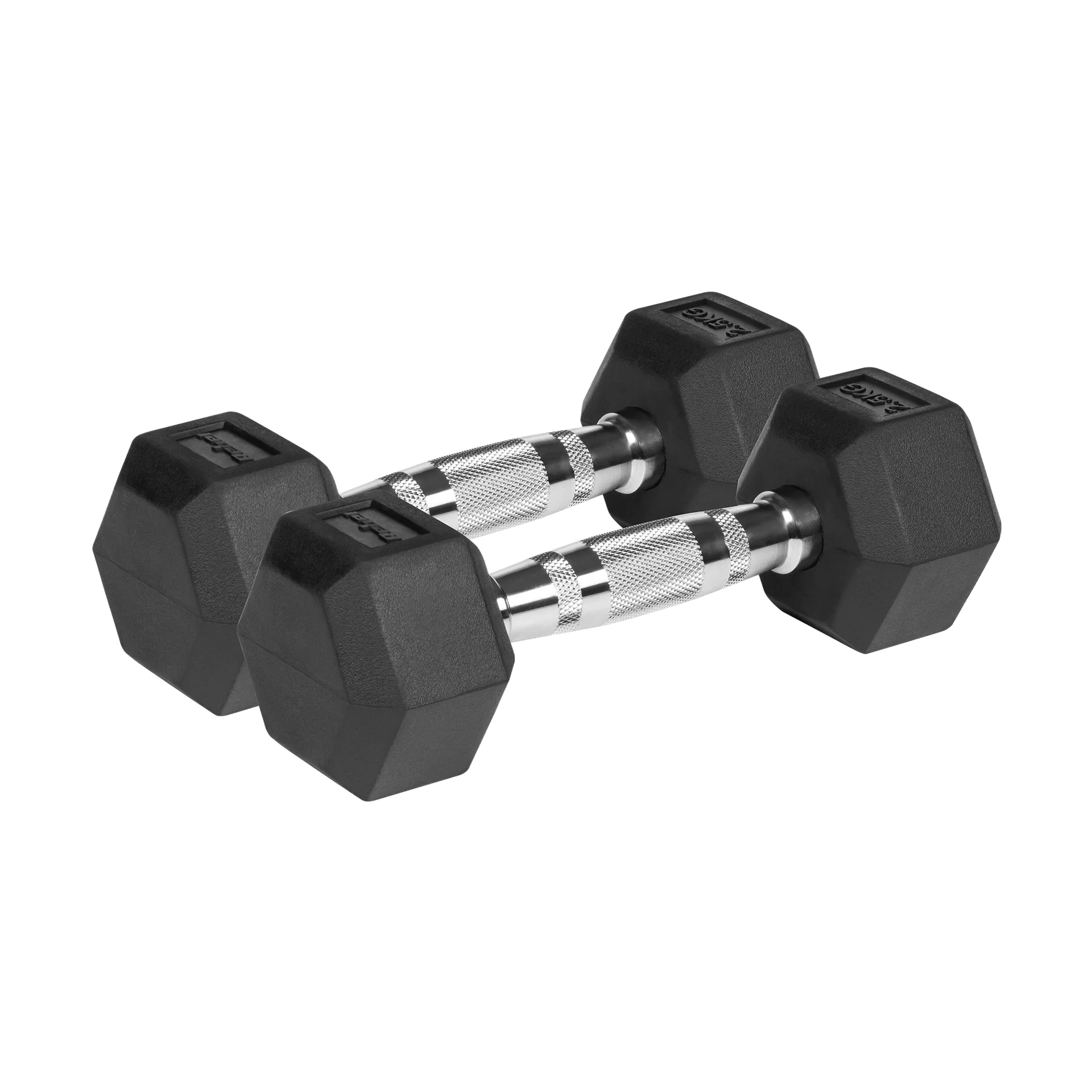 Гантелі чавунні Rebel HEX 2x2,5 кг з гумовим покриттям для силових тренувань