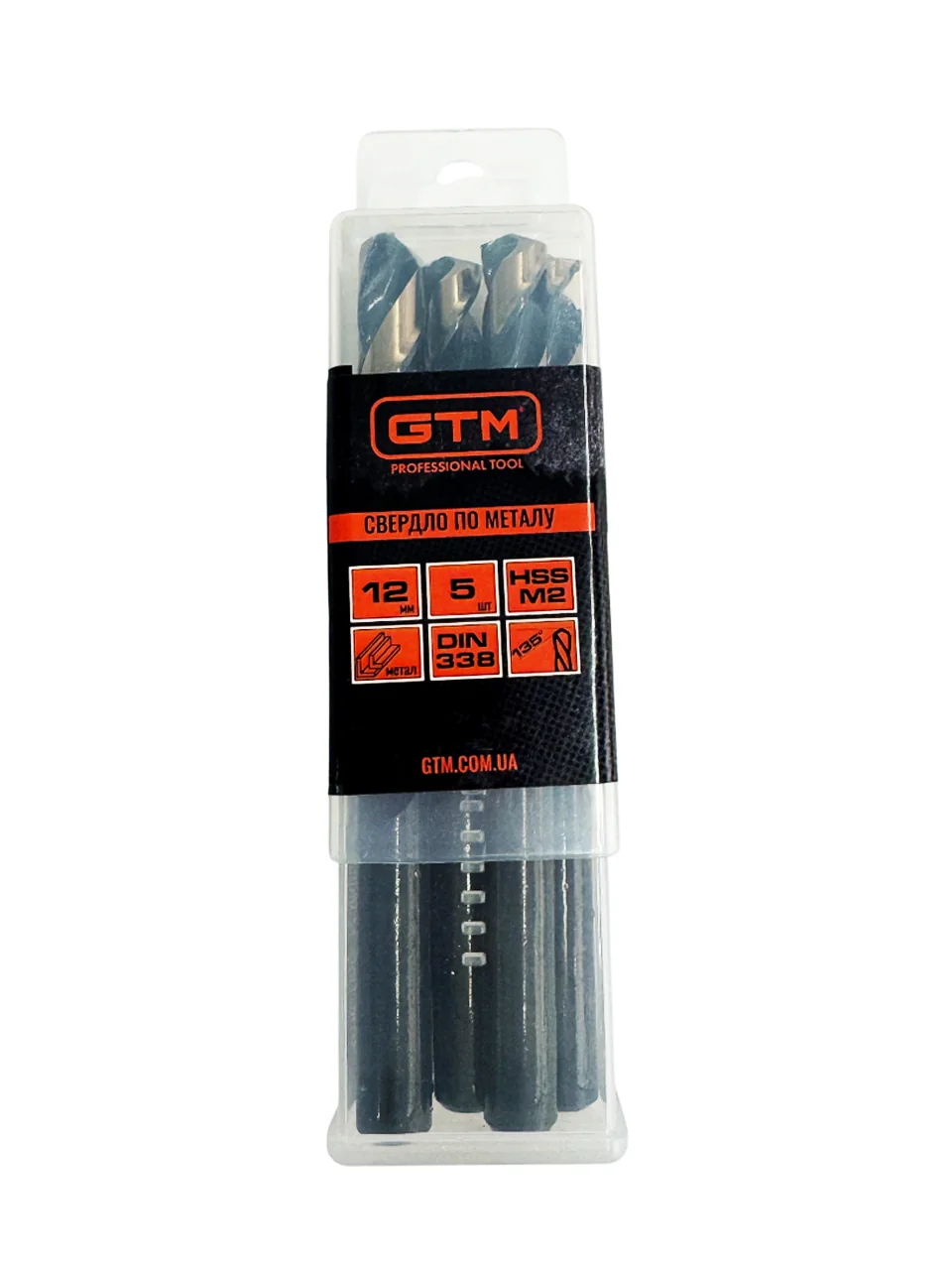 Свердло GTM 12 мм HSS TiN Split Point, 5 шт