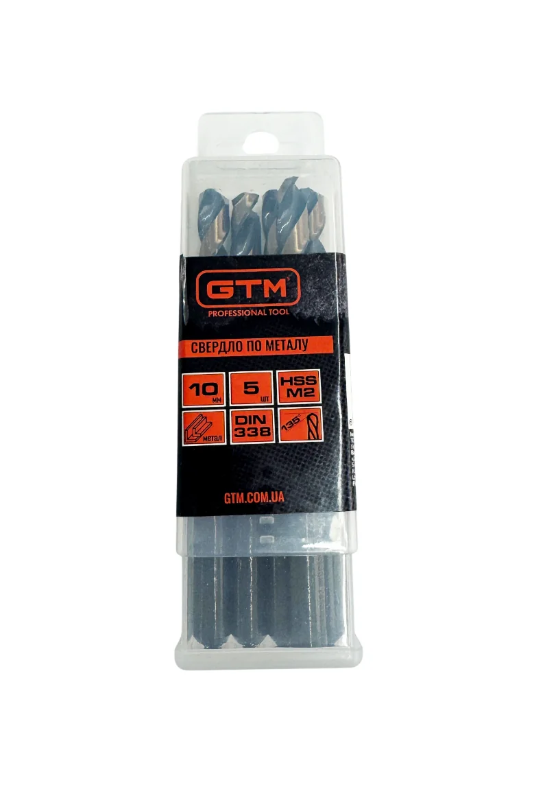 Свердло GTM HSS 10,0 мм TiN 5 шт для металу