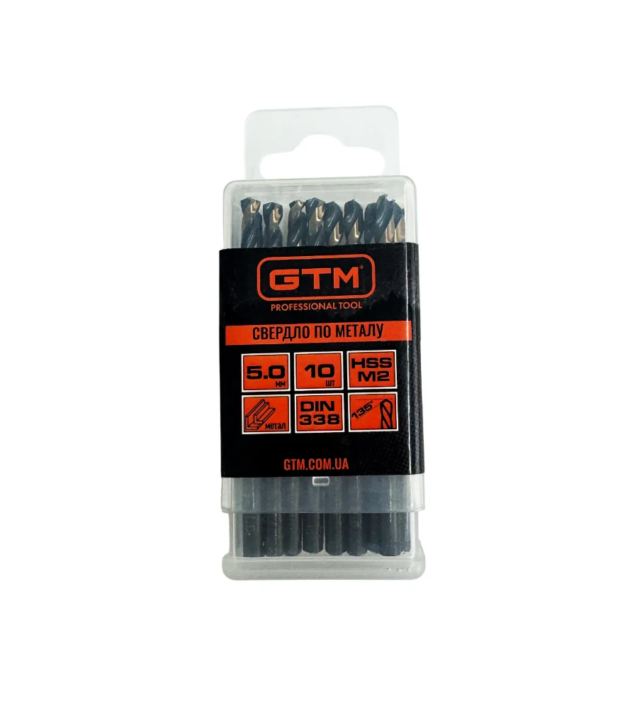 Свердло GTM EM2-050K 5 мм HSS TiN, 10 шт