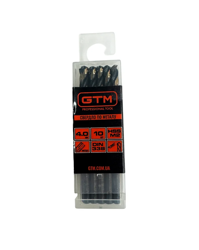 Свердло GTM EM2-040K HSS 4 мм TiN, 10 шт
