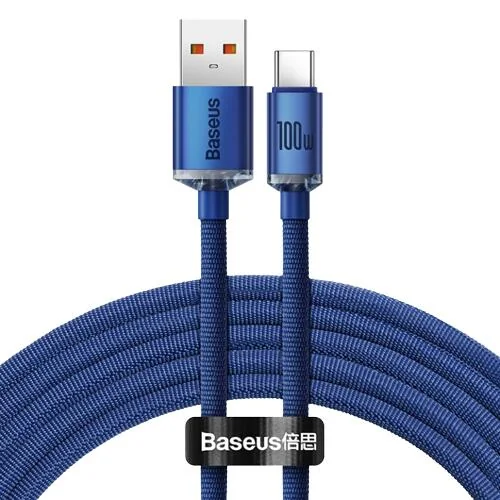 Кабель Baseus Crystal Shine USB 2.0 to Type-C 100W 2 м синій