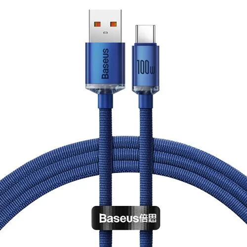 Кабель Baseus Crystal Shine USB 2.0 Type-C 100W 1.2 м синій