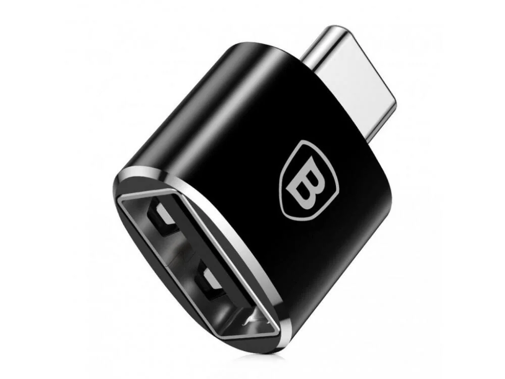 Перехідник Baseus USB-A Female на USB-C Male, алюміній, чорний
