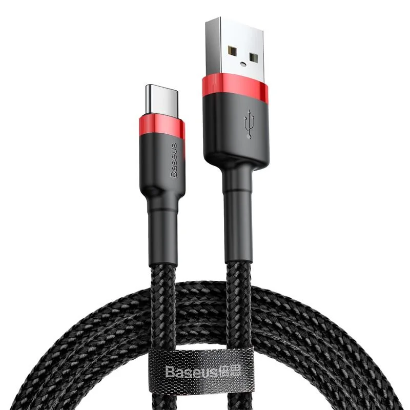 Кабель Baseus Cafule USB 2.0 Type-C 3A 1 м чорний/червоний