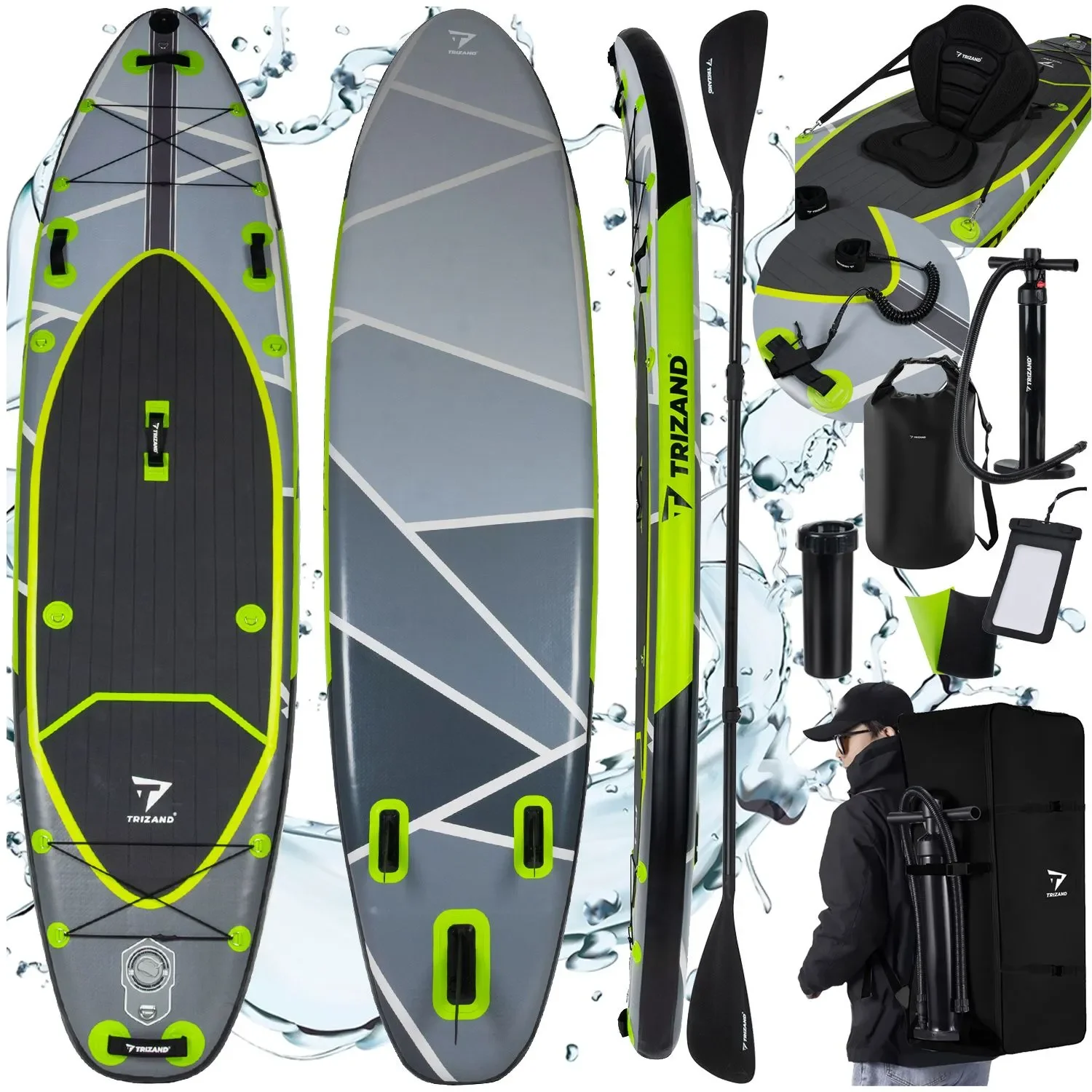 Надувна SUP-дошка Trizand 335 см з веслом, сидінням і комплектом для водних прогулянок