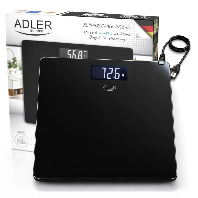 Ваги підлогові Adler AD 8194 Black USB-C 180 кг