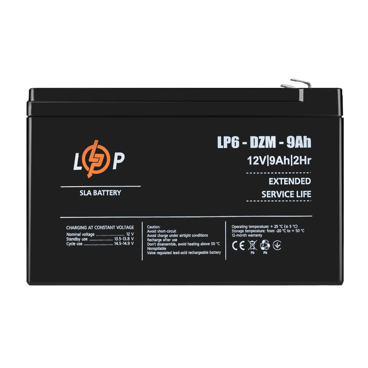 Тяговий AGM акумулятор LogicPower LP 6-DZM-9 Ah, 12V