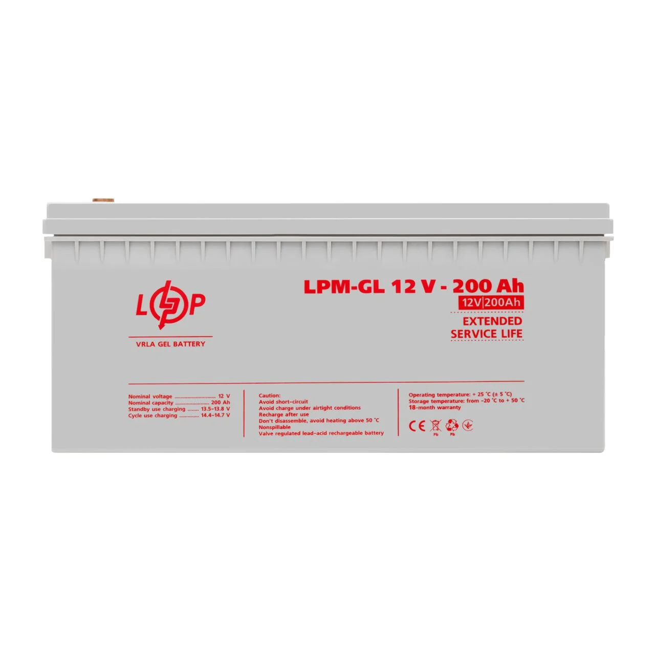 Акумулятор гелевий LogicPower LPM-GL 12V 200Ah для ДБЖ і СЕС