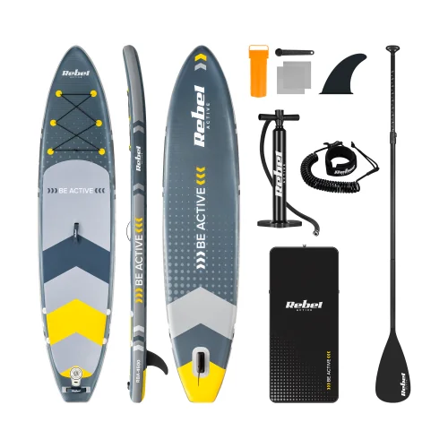 SUP-дошка Rebel Active RBA-4500 сірого кольору, 350×81×15 см