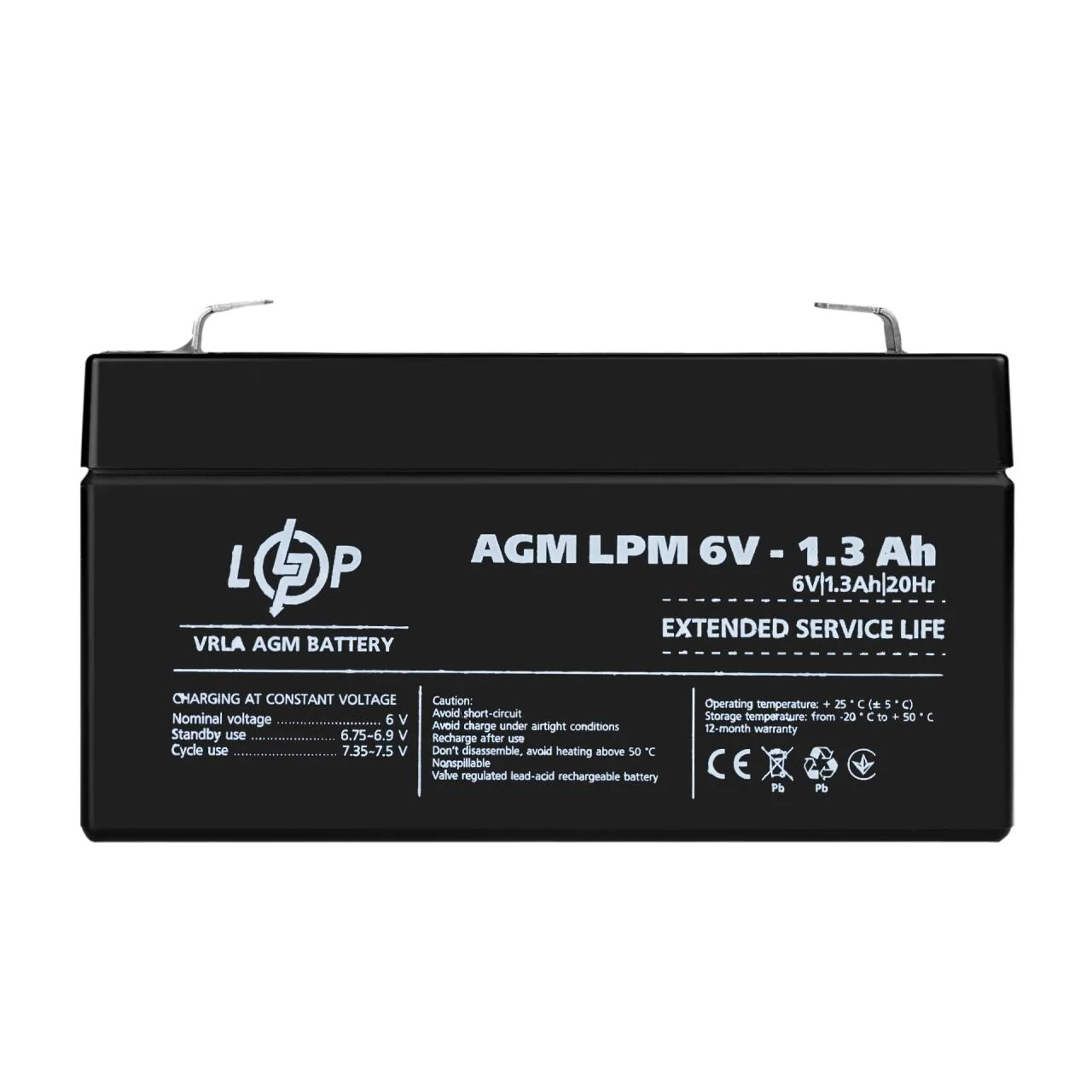 Акумулятор LogicPower AGM LPM 6V 1.3 Ah для ДБЖ