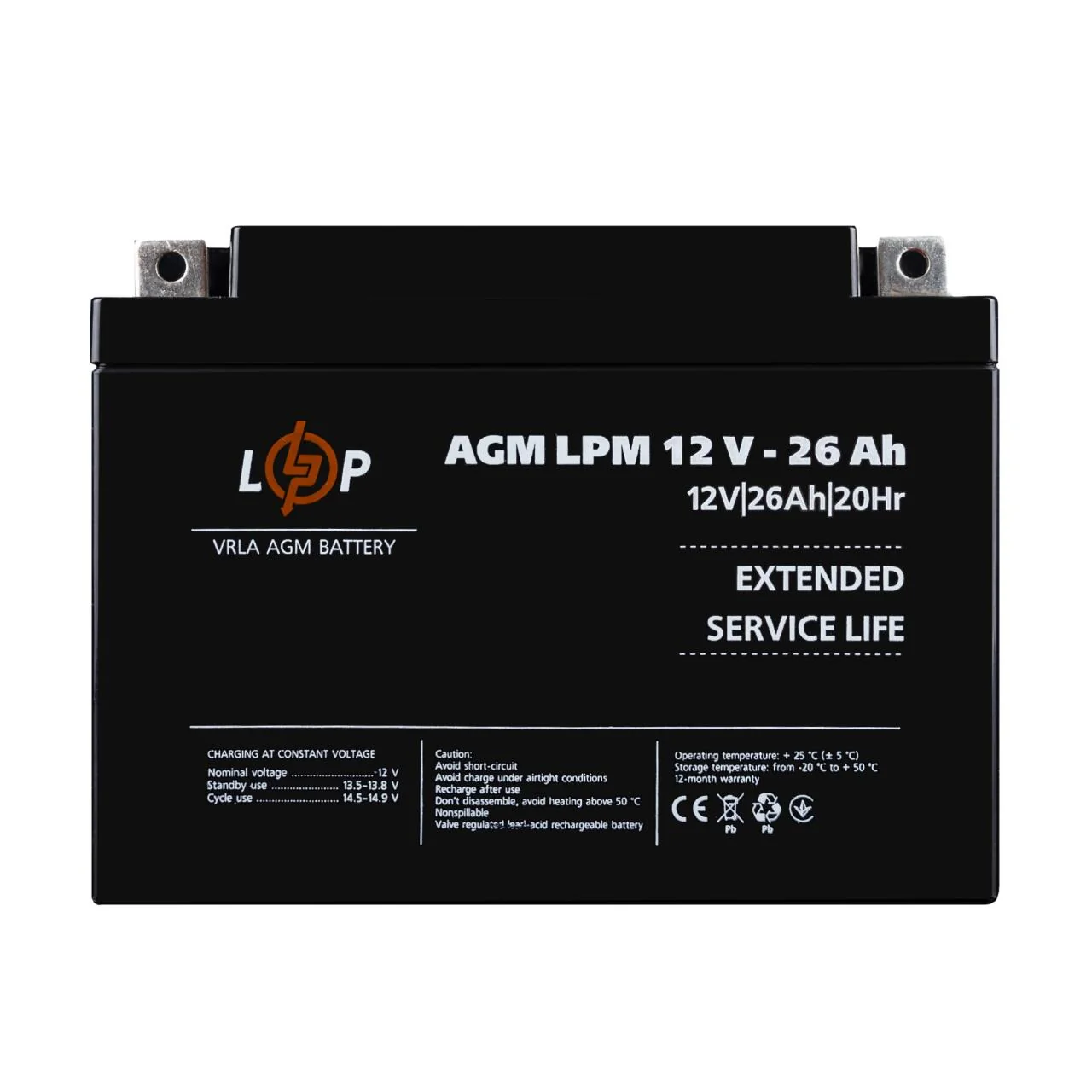 Акумулятор AGM LogicPower 12V 26Ah для ДБЖ і сигналізації