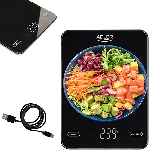 Кухонні ваги Adler AD 3177b USB-C 10 кг, точність 1 г