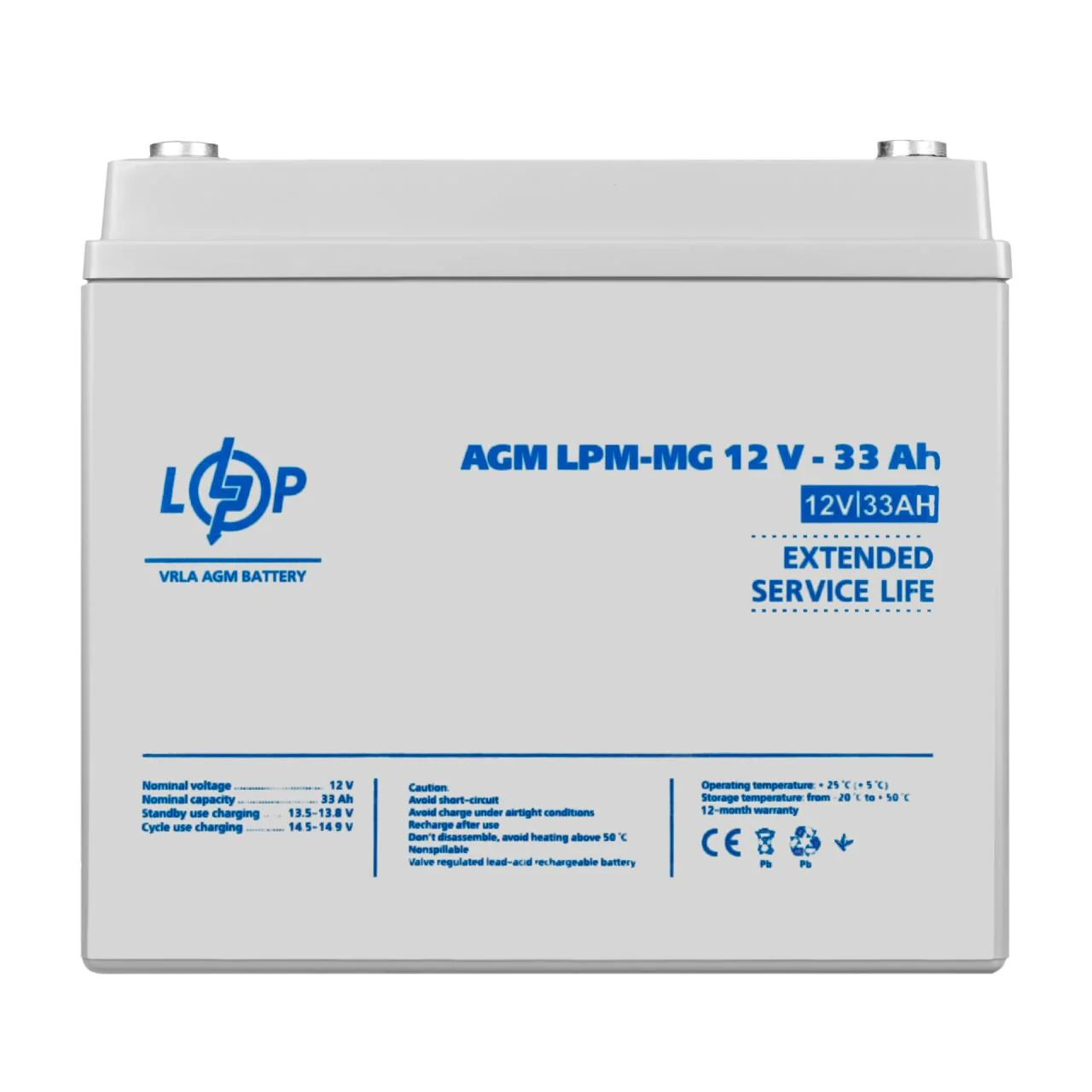 Акумулятор LogicPower LPM-MG 12V 33Ah AGM, уцінка 04.2025