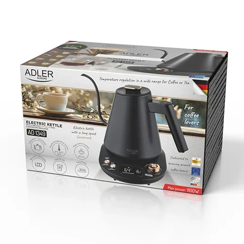 Електрочайник Adler AD 1349 Black 1,0 л LED з регулятором