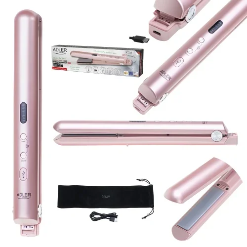 Вирівнювач для волосся Adler AD 2327 Pink з USB-живленням