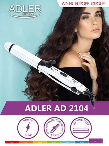 Вирівнювач-локон для волосся Adler AD 2104 з керамічним покриттям