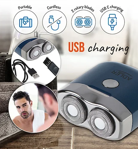 Дорожня бритва Adler AD 2937 USB для сухого гоління