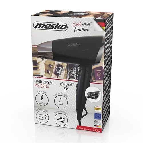 Дорожній фен Mesko MS 2264 1400 Вт з складаною ручкою та концентратором