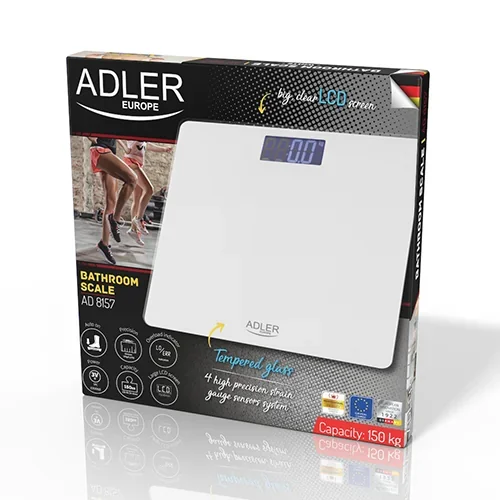 Підлогові ваги Adler AD 8157 White електронні скло 180 кг