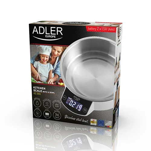 Кухонні ваги Adler AD 3166 електронні, максимальне навантаження 5 кг