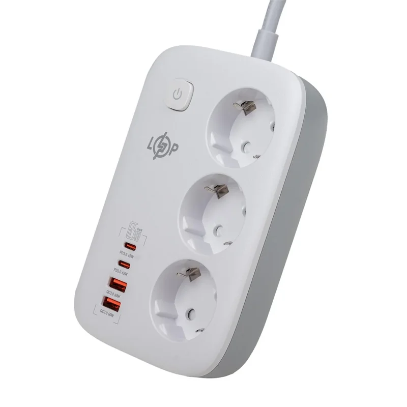 Мережевий фільтр LogicPower LP F65WG4 3 розетки 2 м