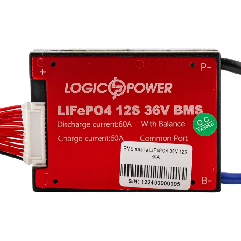 BMS плата LogicPower LiFePO4 36V 12S 60A/30A