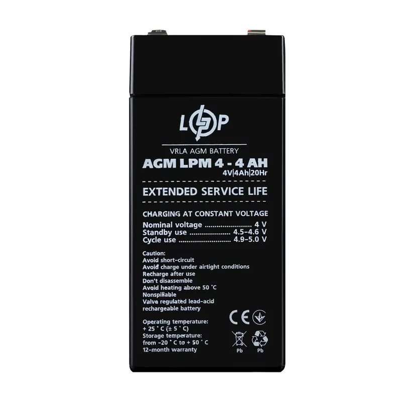 Акумулятор LogicPower AGM LPM 4V 4 Ah для ДБЖ